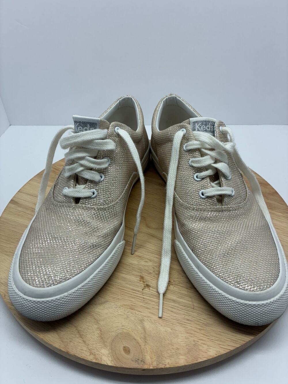 Keds Champion Gold Glitter Sneakers – Women’s Size 8 – Sparkle Canvas Lace-Up Sh